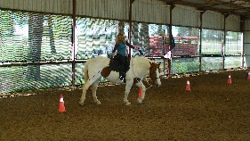 Christi Rains' Level 3 & Level 4 students prep for bridleless riding & playing at Liberty with their horses
